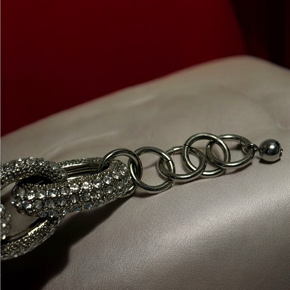 Silver Tone Chunky Link Pave Crystal Bracelet 7-1/2” + 1” - Picture 6 of 8